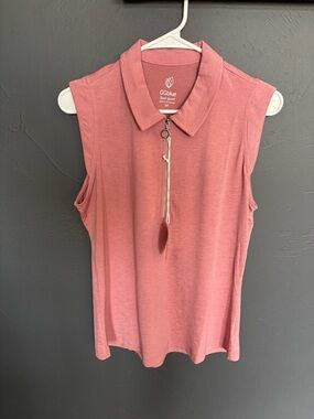 GG Blue sleeveless zip-front polo in Dusty Rose